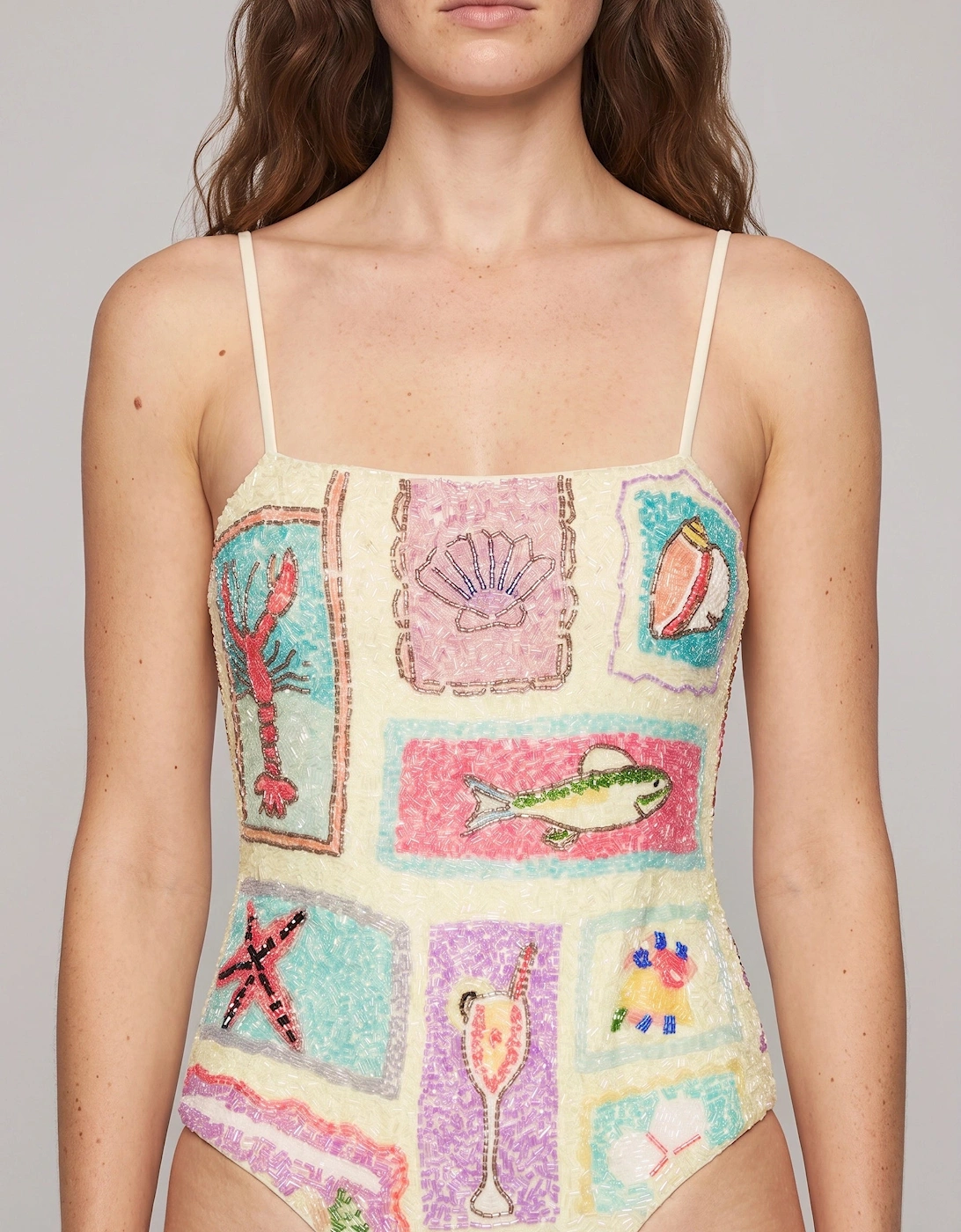 Paradiso Yellow Hand-Beaded Swimsuit