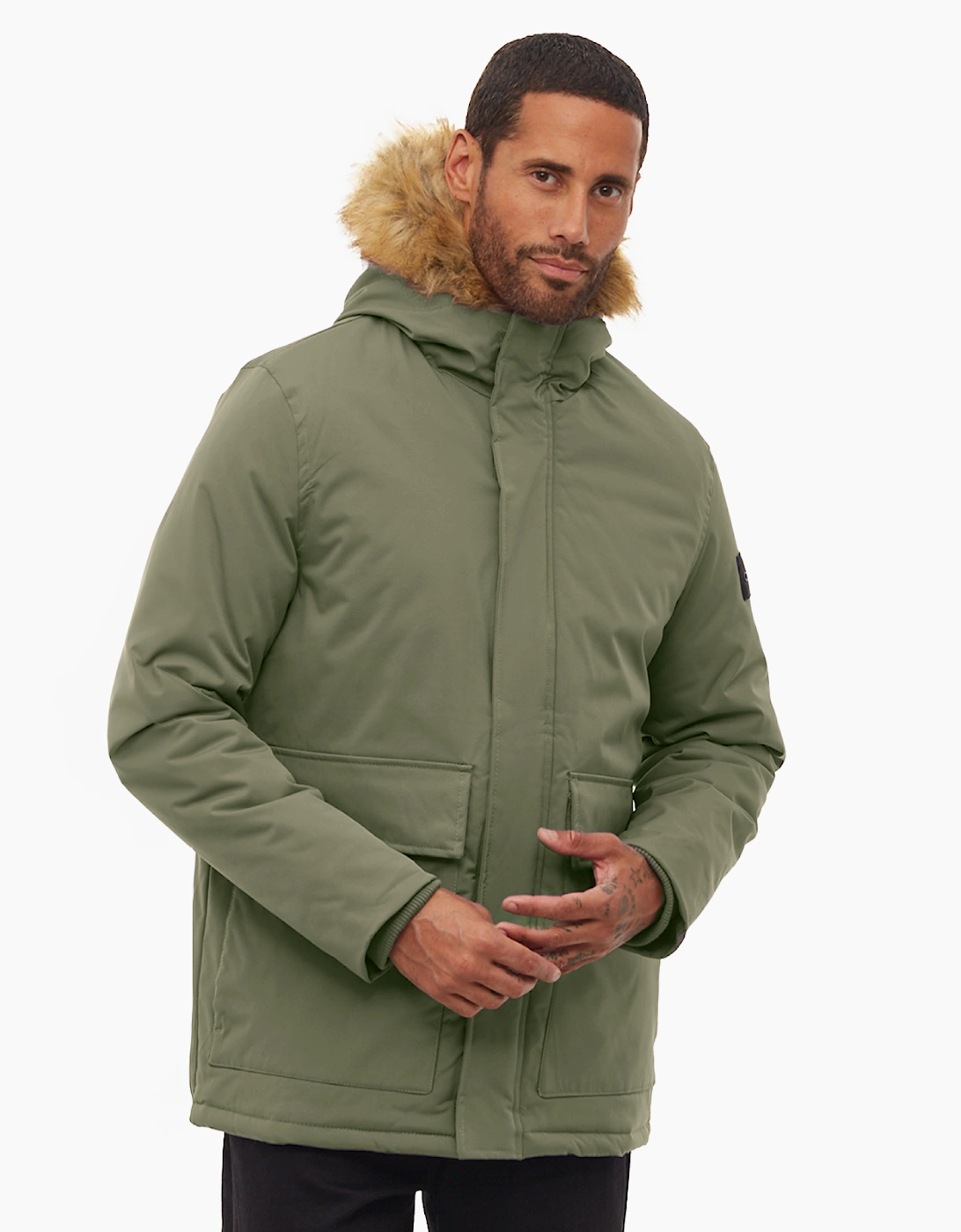 Bench Jarryl Mens Padded Parka Jacket Khaki