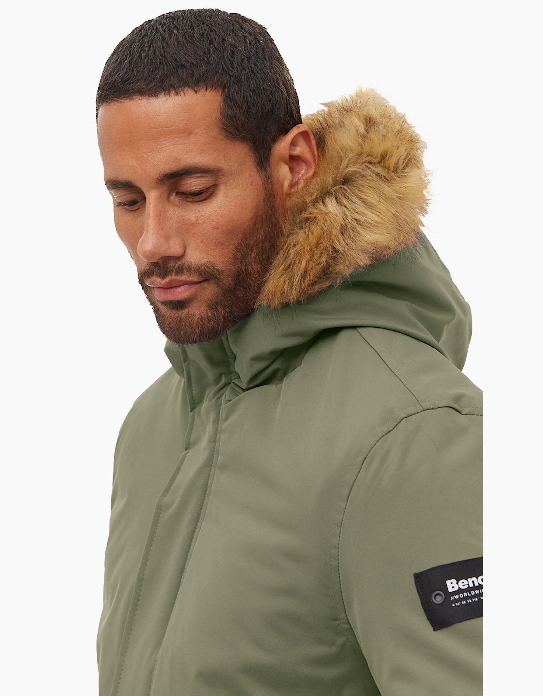 Bench Jarryl Mens Padded Parka Jacket Khaki