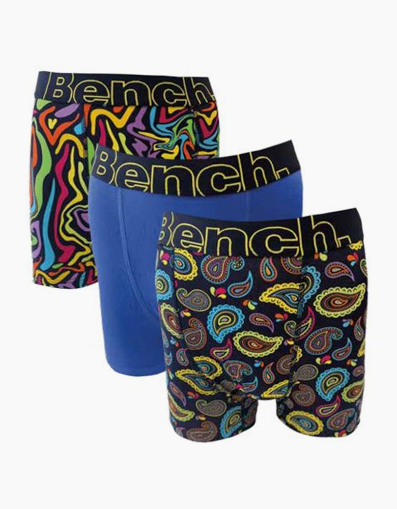 Bench Zaid 3pk Mens Boxer Shorts Blue / Multicolour Patterned