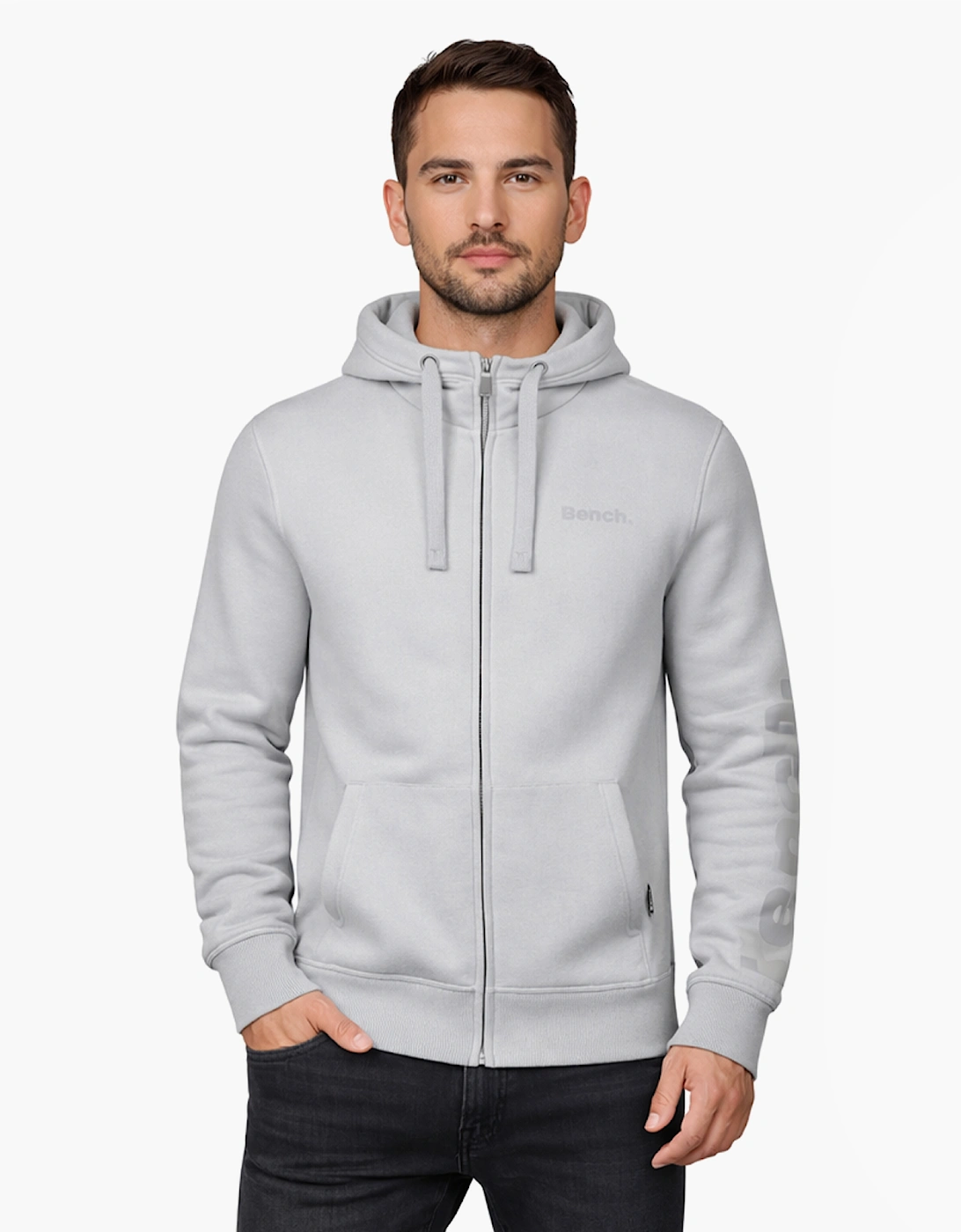 Bench Trepa Mens Zip Hoodie Circular Grey