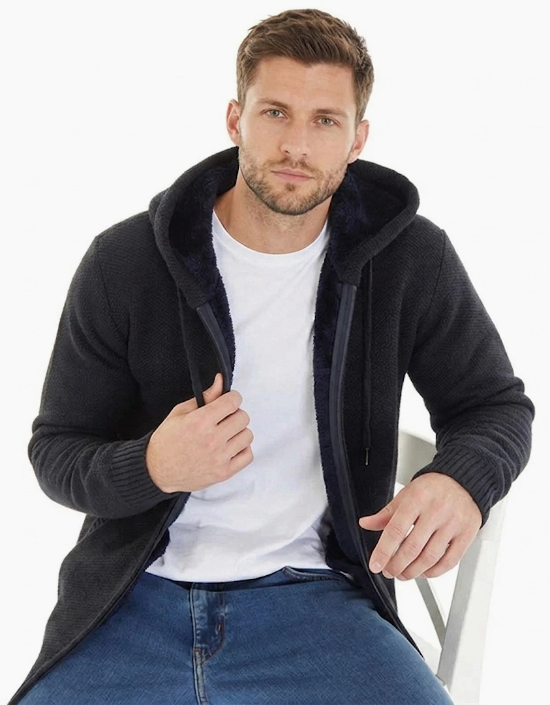 Bench Melsa Mens Knitted Hoodie Navy Marl