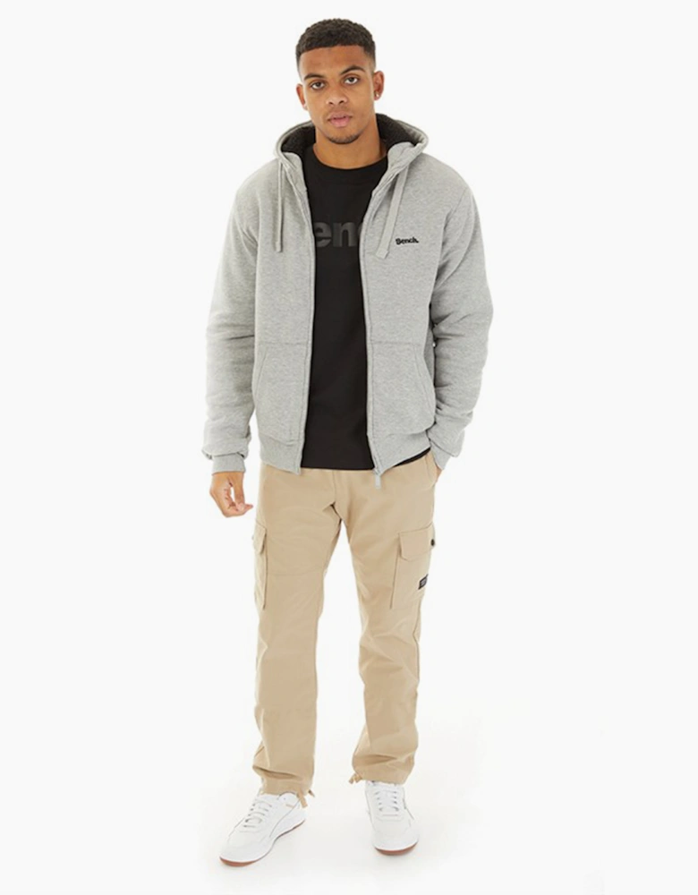 Bench Baraz Mens Zip Hoodie Grey Marl
