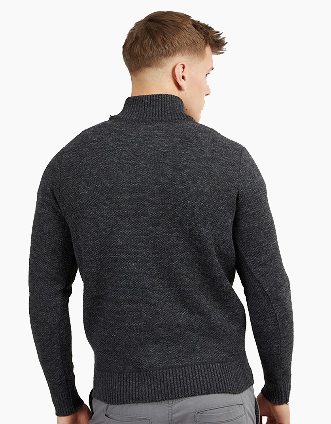 Bench Palacio Mens Knitted Quarter Zip Jumper Black Marl