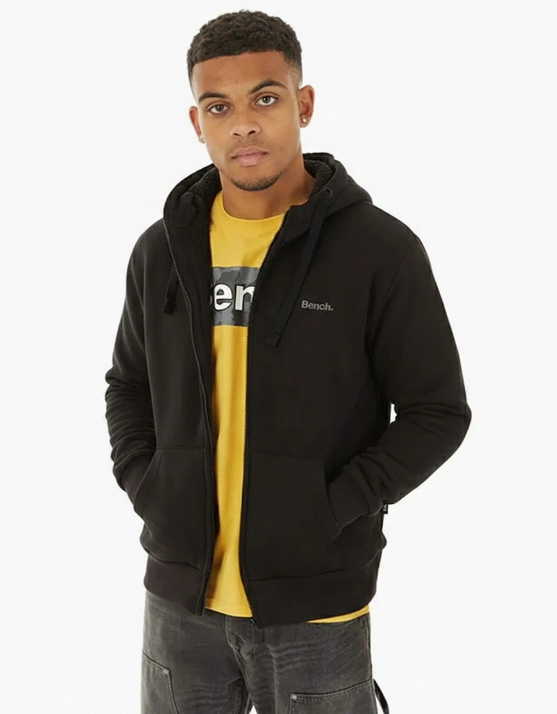 Bench Baraz Mens Zip Hoodie Black