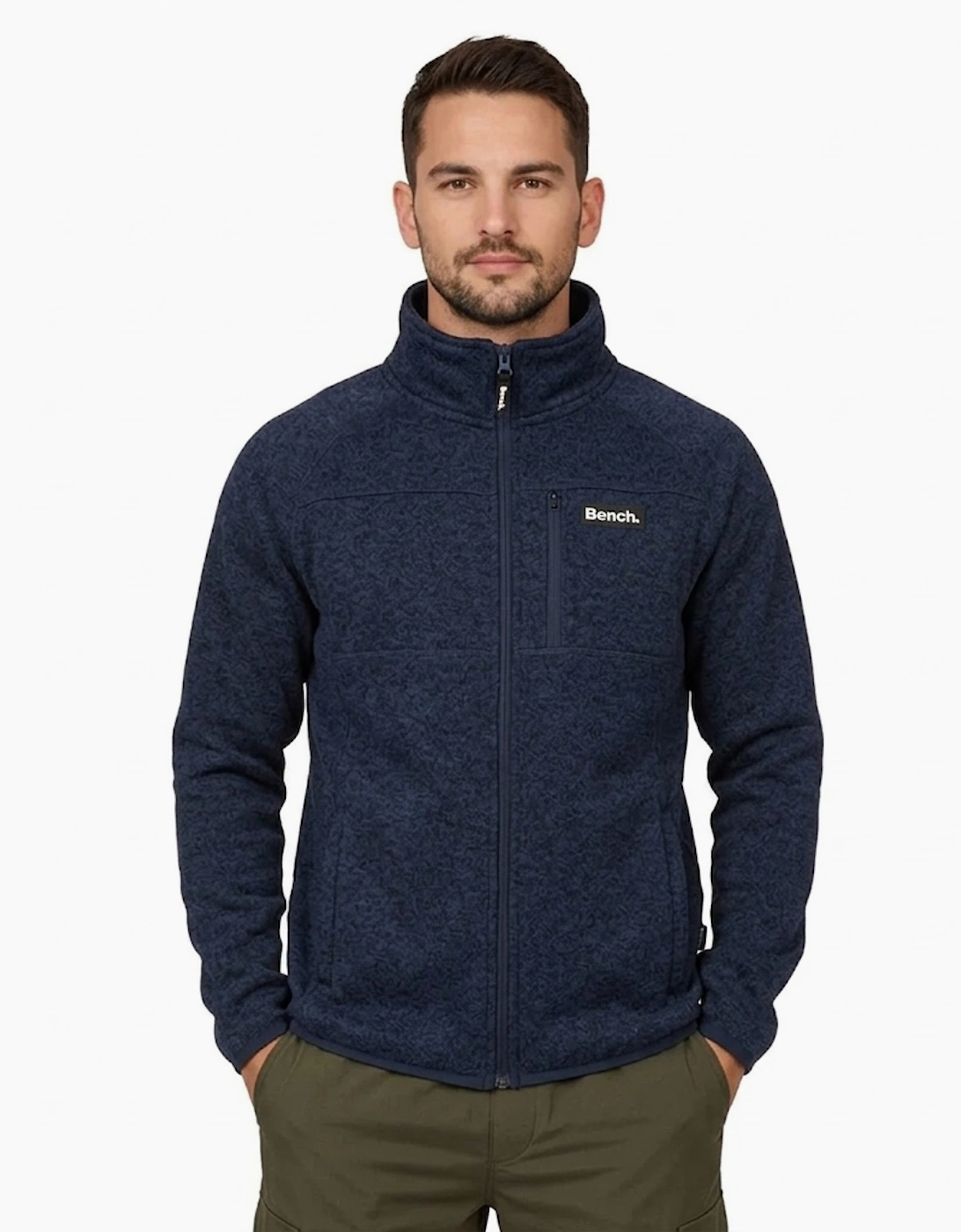 Bench Wylden Mens Knitted Full Zip Top Navy Marl