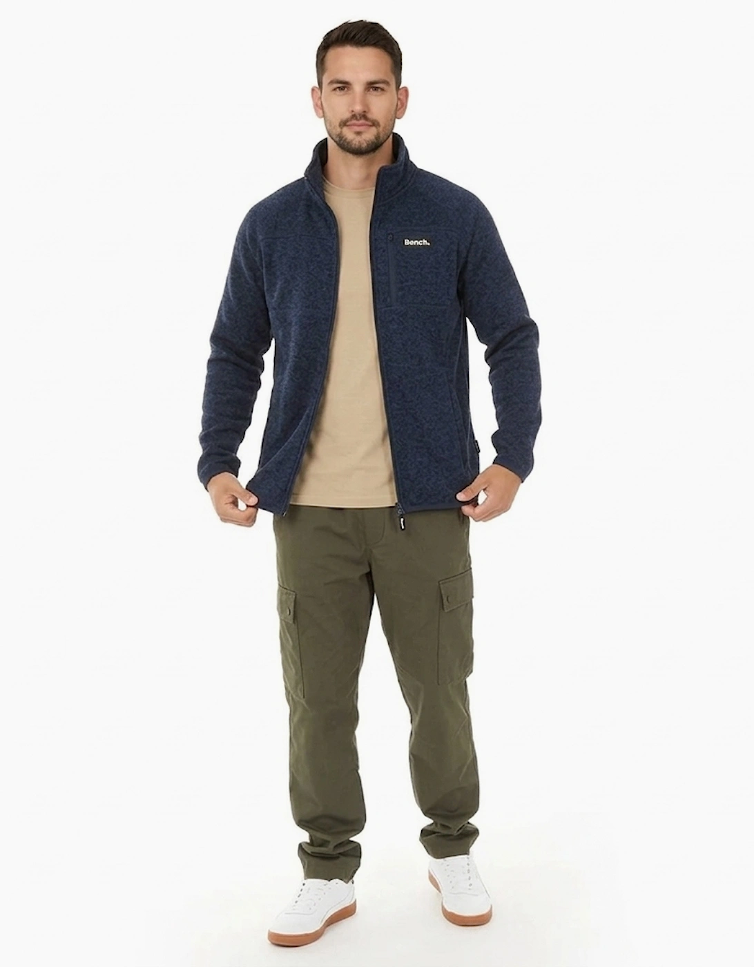 Bench Wylden Mens Knitted Full Zip Top Navy Marl