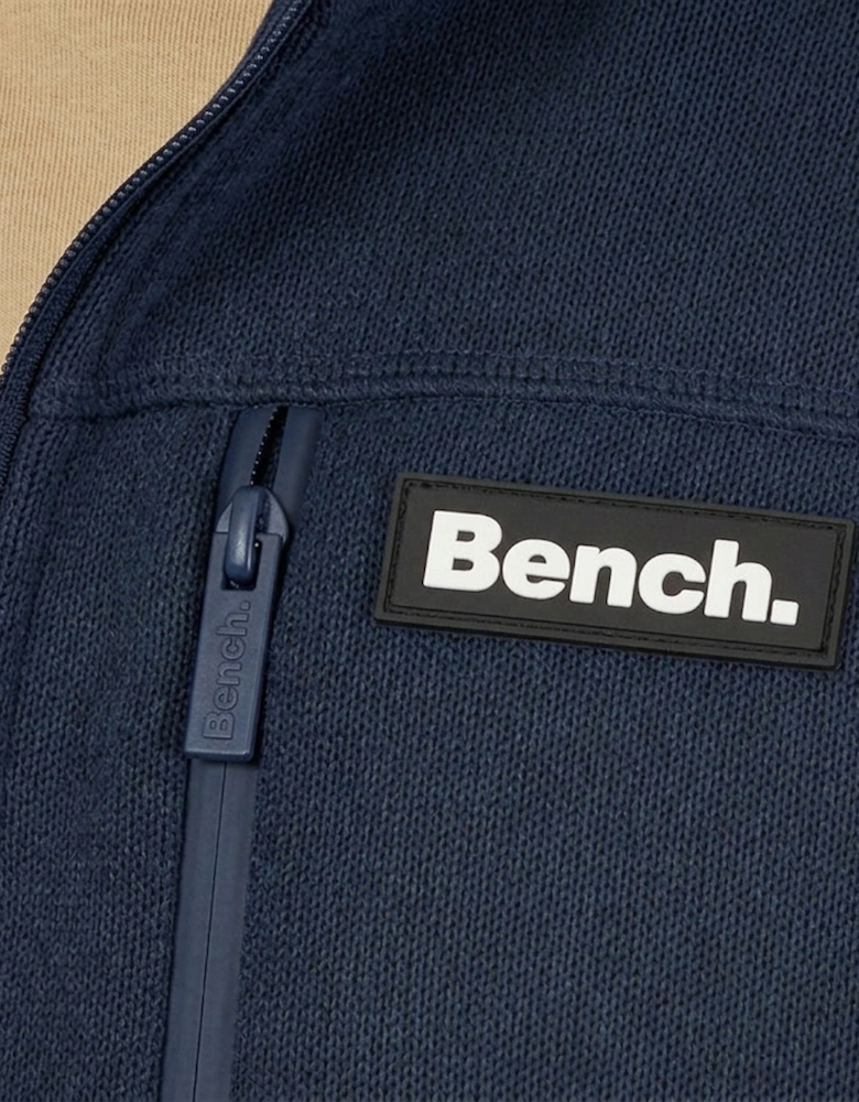Bench Wylden Mens Knitted Full Zip Top Navy Marl