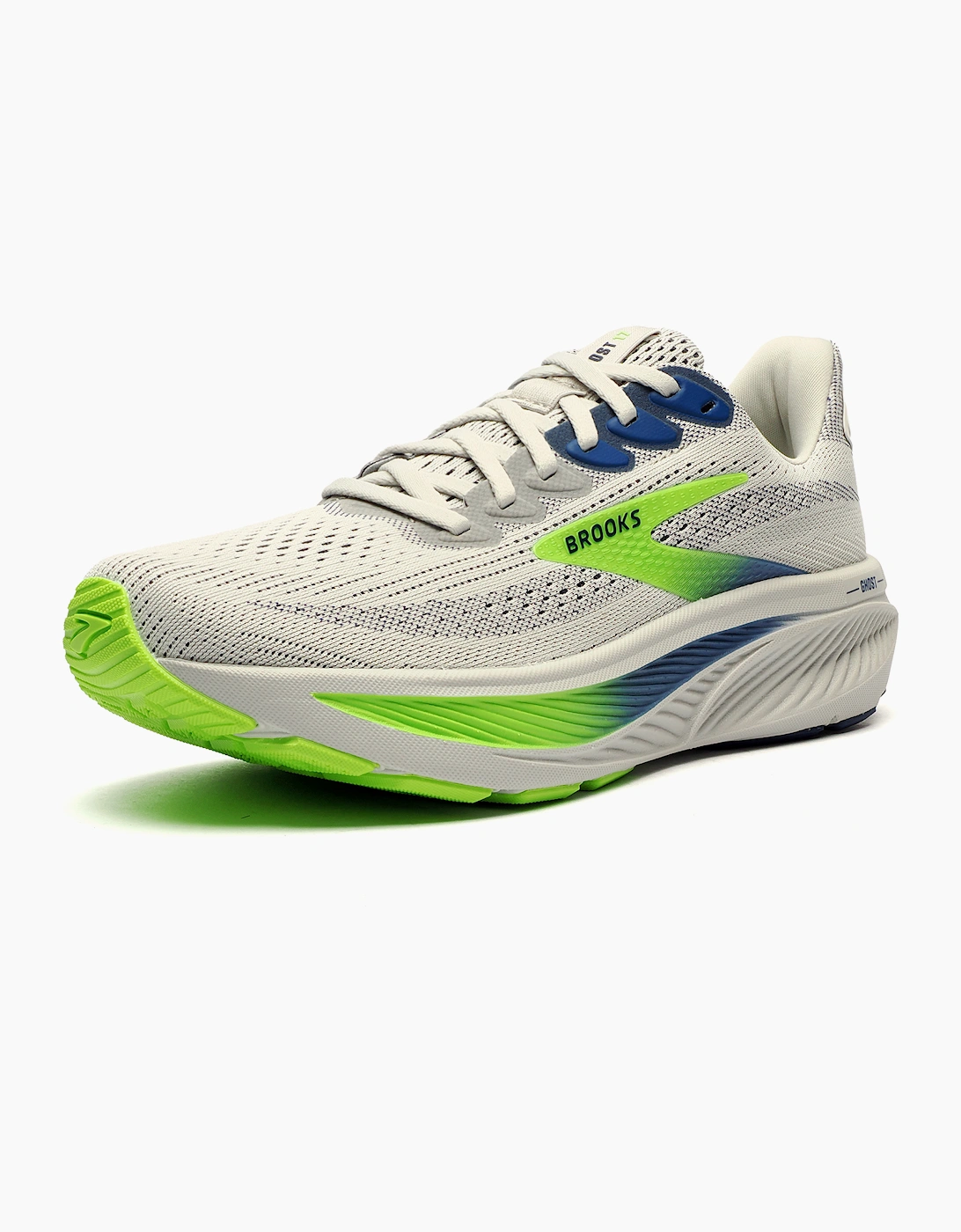 Brooks Ghost 17 Mens Running Shoes Grey Oyster / Blue / Green