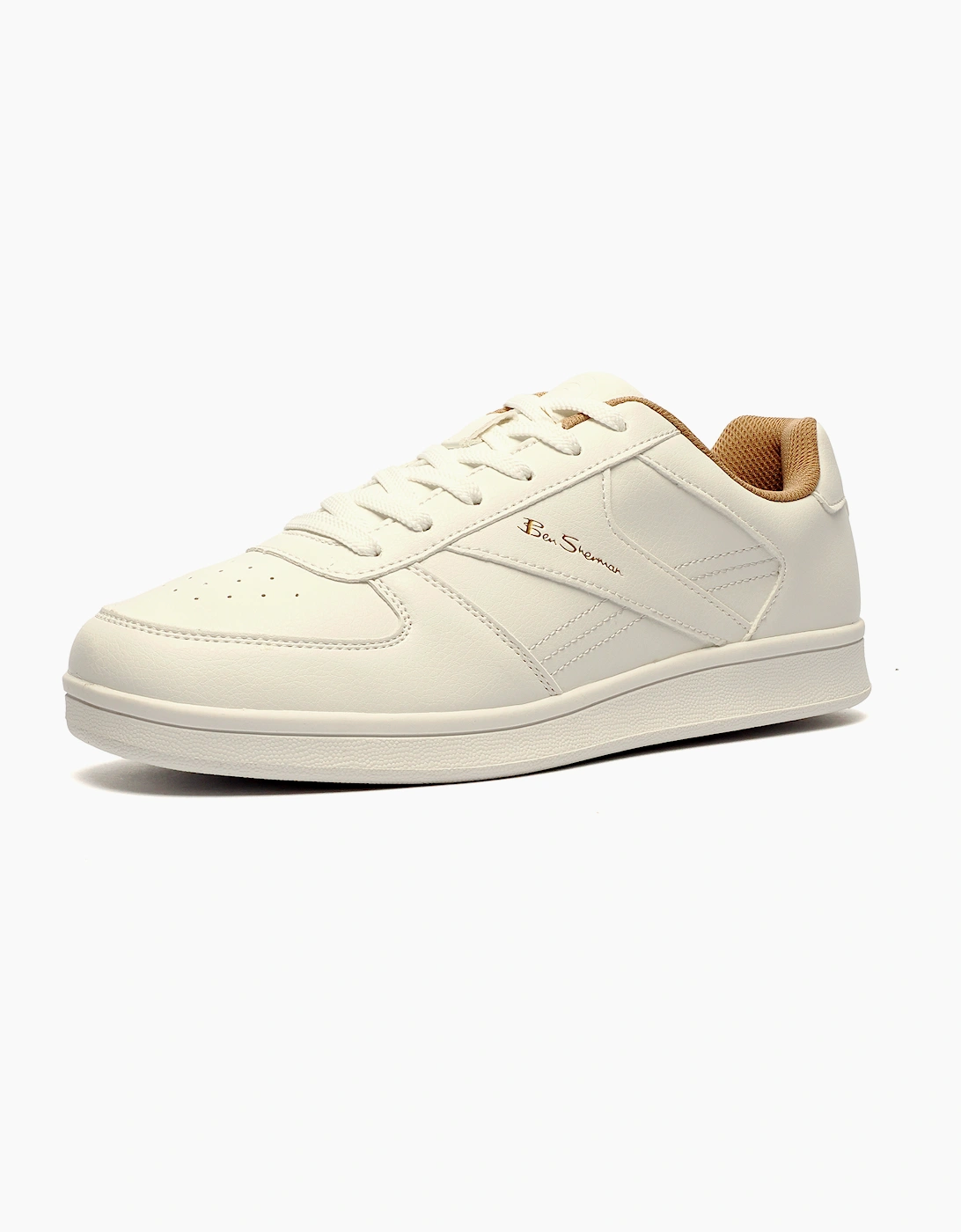 Ben Sherman Original Campus Wide Fit Mens Trainers White / Light Stone