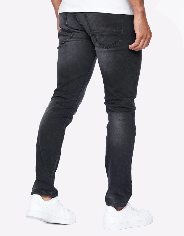 Crosshatch Barbeck Slim Fit Jeans Mens Black Wash