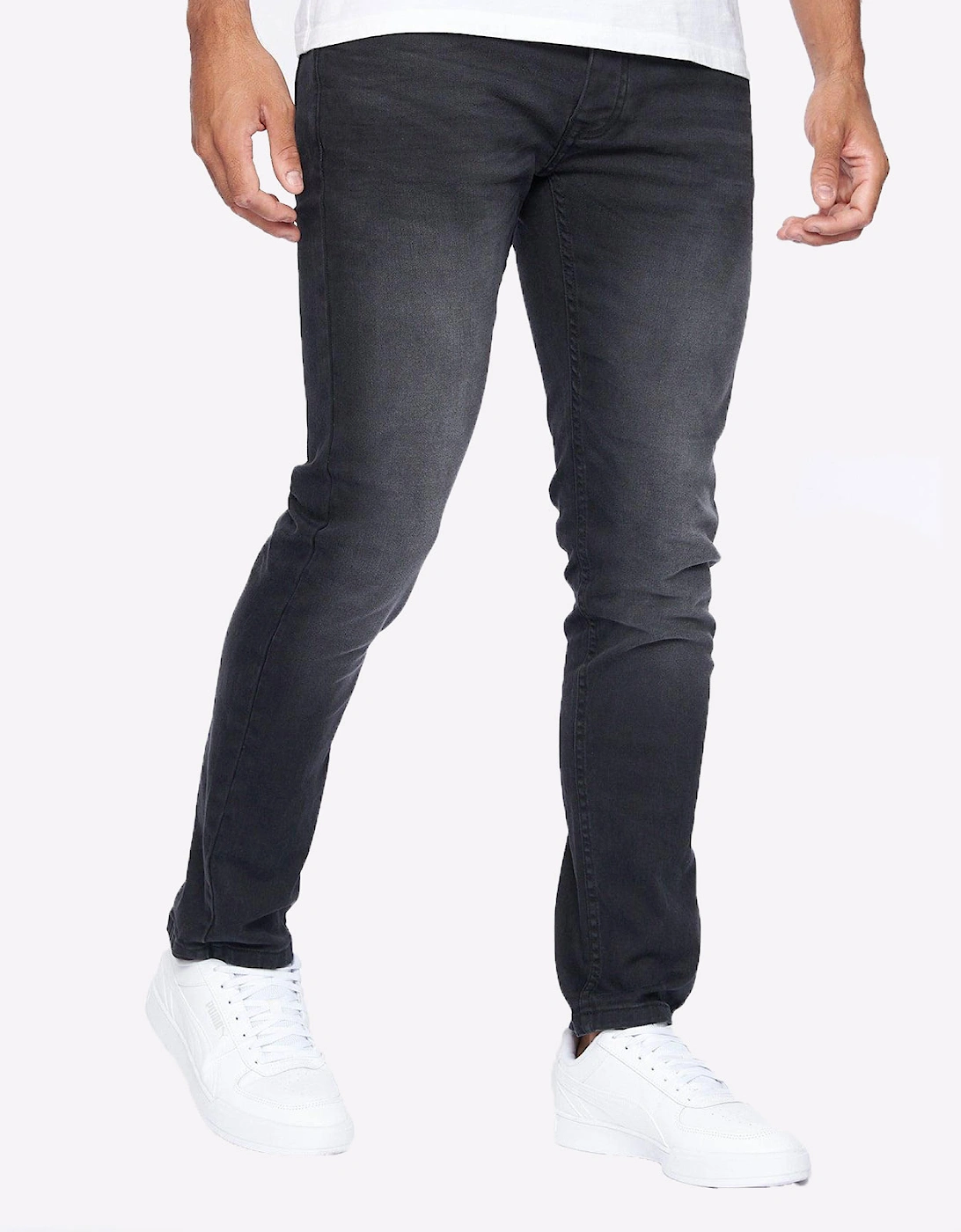 Crosshatch Barbeck Slim Fit Jeans Mens Black Wash