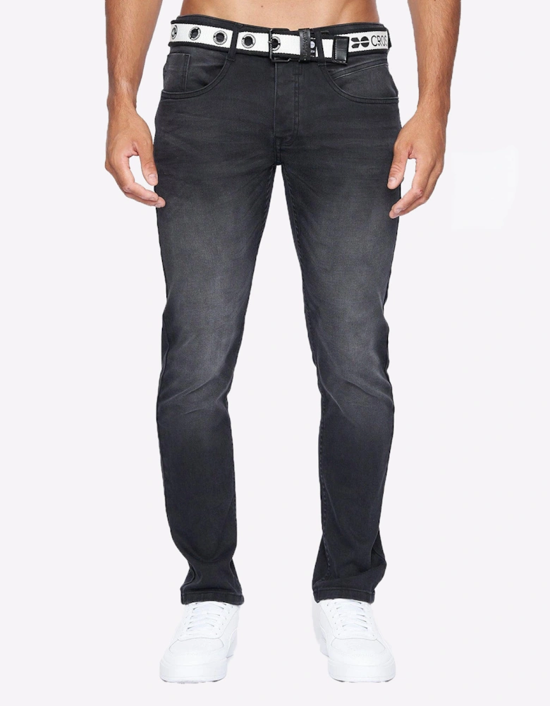 Crosshatch Barbeck Slim Fit Jeans Mens Black Wash