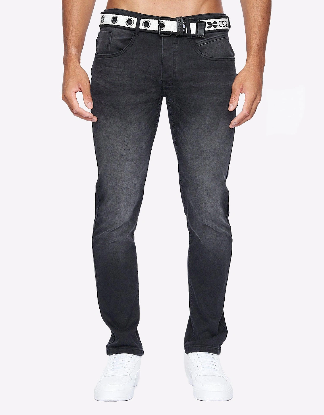 Crosshatch Barbeck Slim Fit Jeans Mens Black Wash