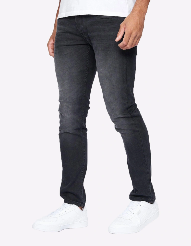 Crosshatch Barbeck Slim Fit Jeans Mens Black Wash