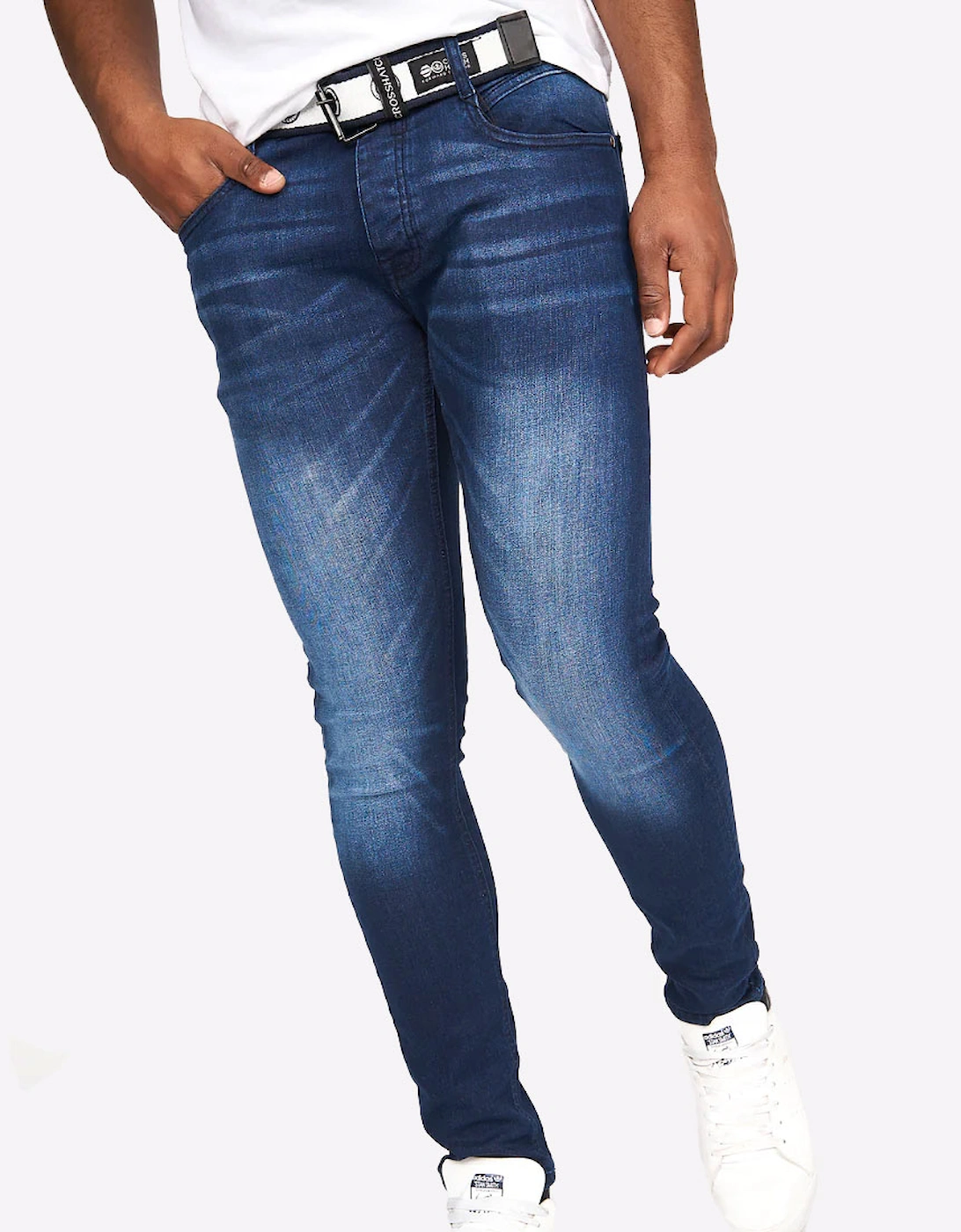 Crosshatch Barbeck Slim Fit Jeans Mens Dark Wash