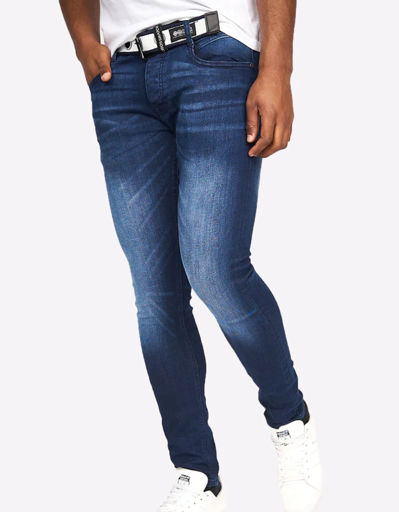 Crosshatch Barbeck Slim Fit Jeans Mens Dark Wash
