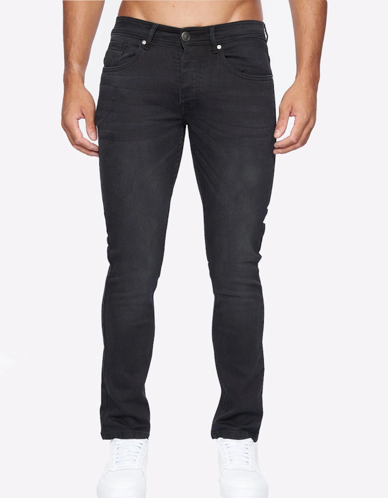 Crosshatch Buraca Slim Fit Jeans Mens Black Wash