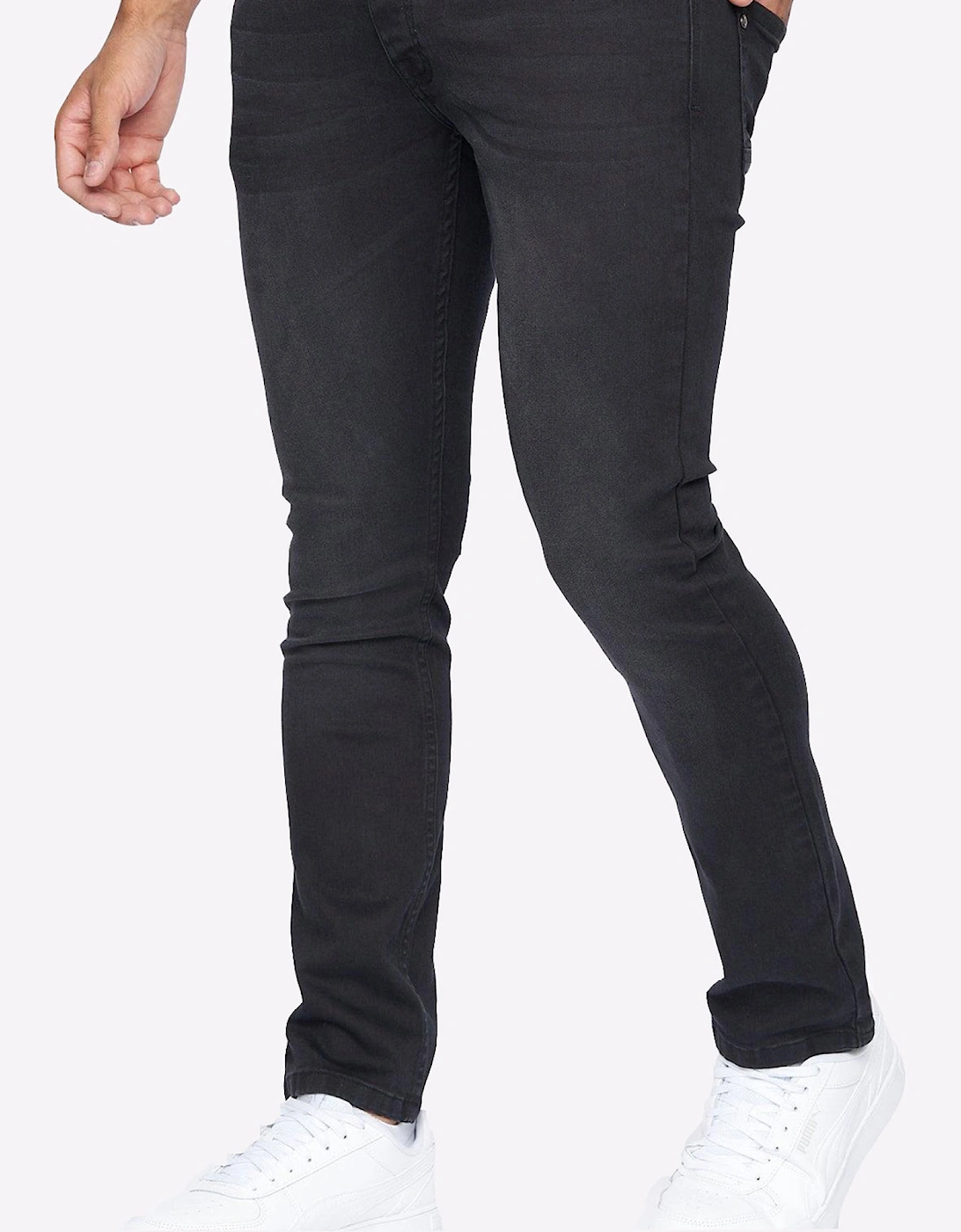 Crosshatch Buraca Slim Fit Jeans Mens Black Wash