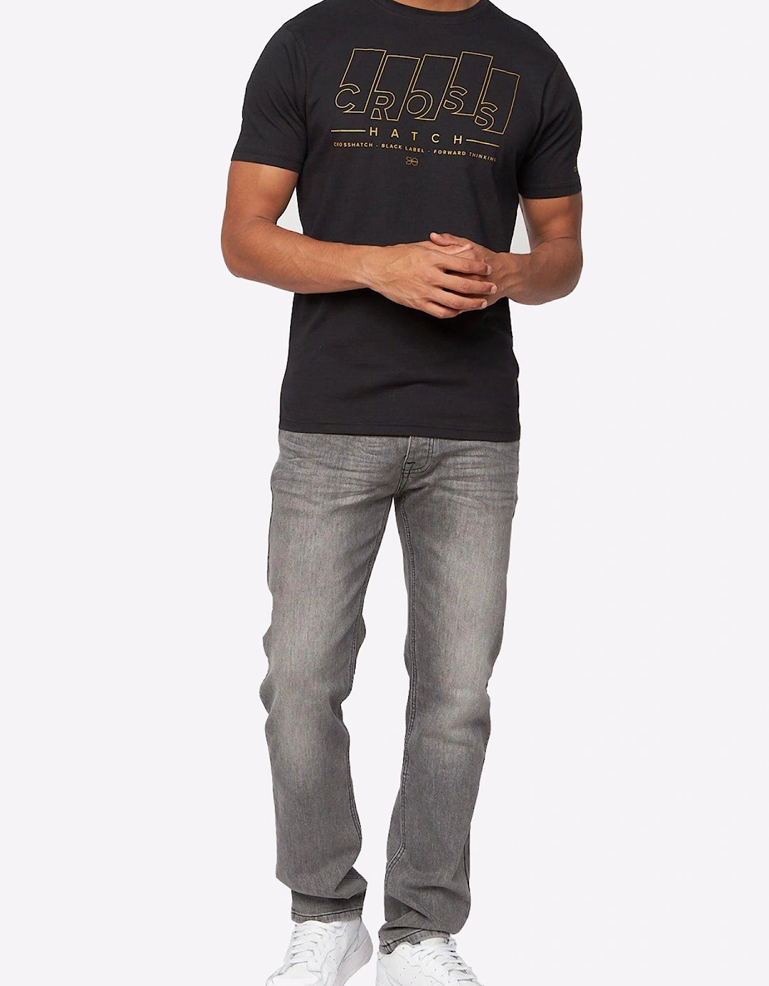 Crosshatch Buraca Slim Fit Jeans Mens Grey Wash