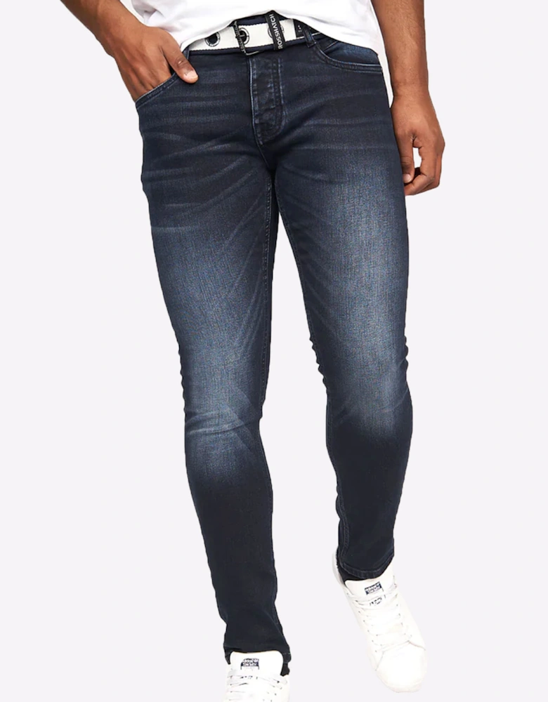 Crosshatch Barbeck Slim Fit Jeans Mens Blue Black