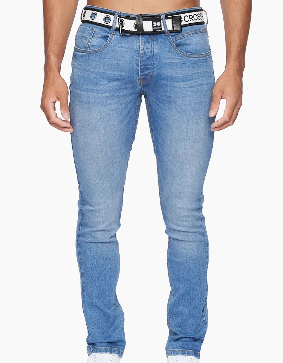 Crosshatch Barbeck Slim Fit Jeans Mens Light Wash