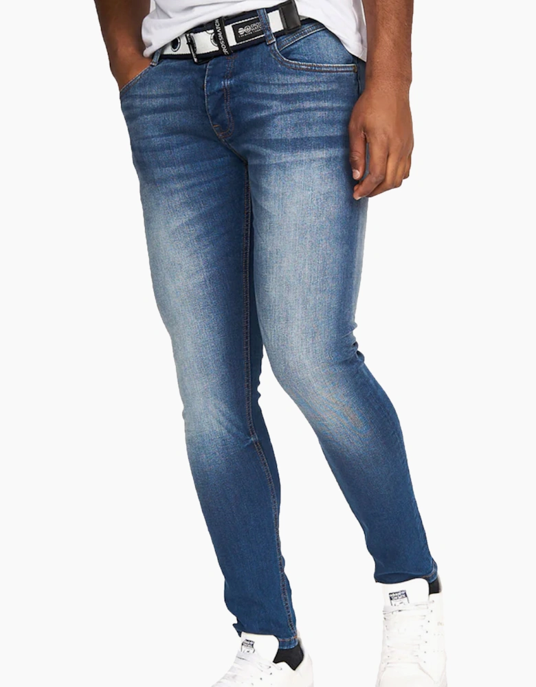 Crosshatch Barbeck Slim Fit Jeans Mens Tinted Blue