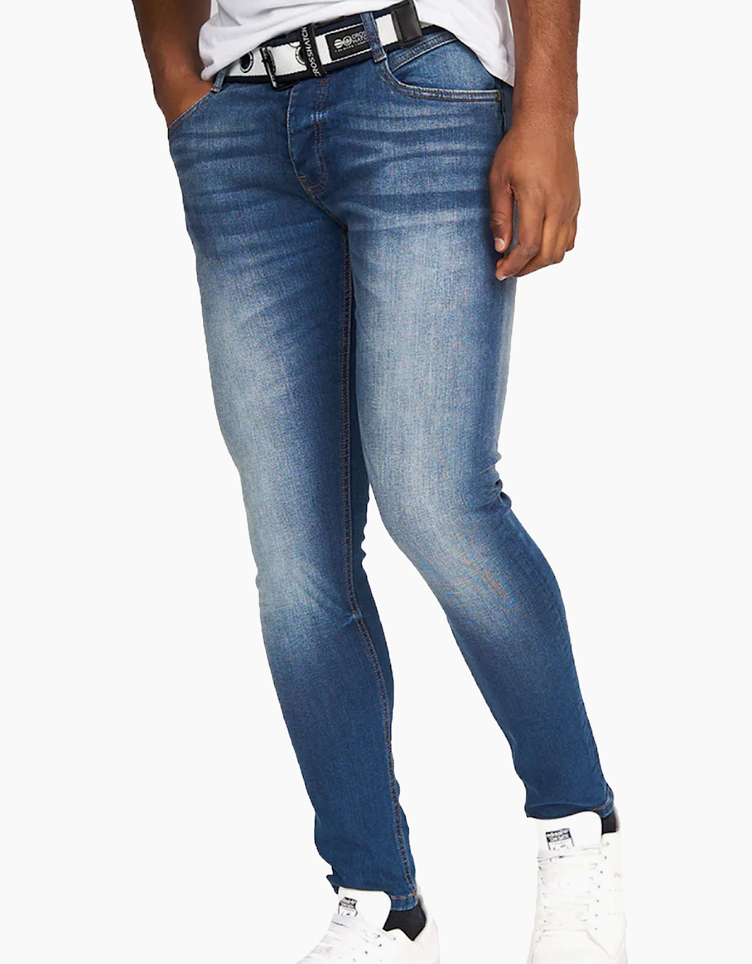 Crosshatch Barbeck Slim Fit Jeans Mens Tinted Blue