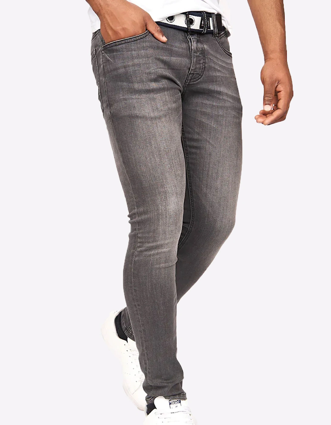 Crosshatch Barbeck Slim Fit Jeans Mens Grey Wash