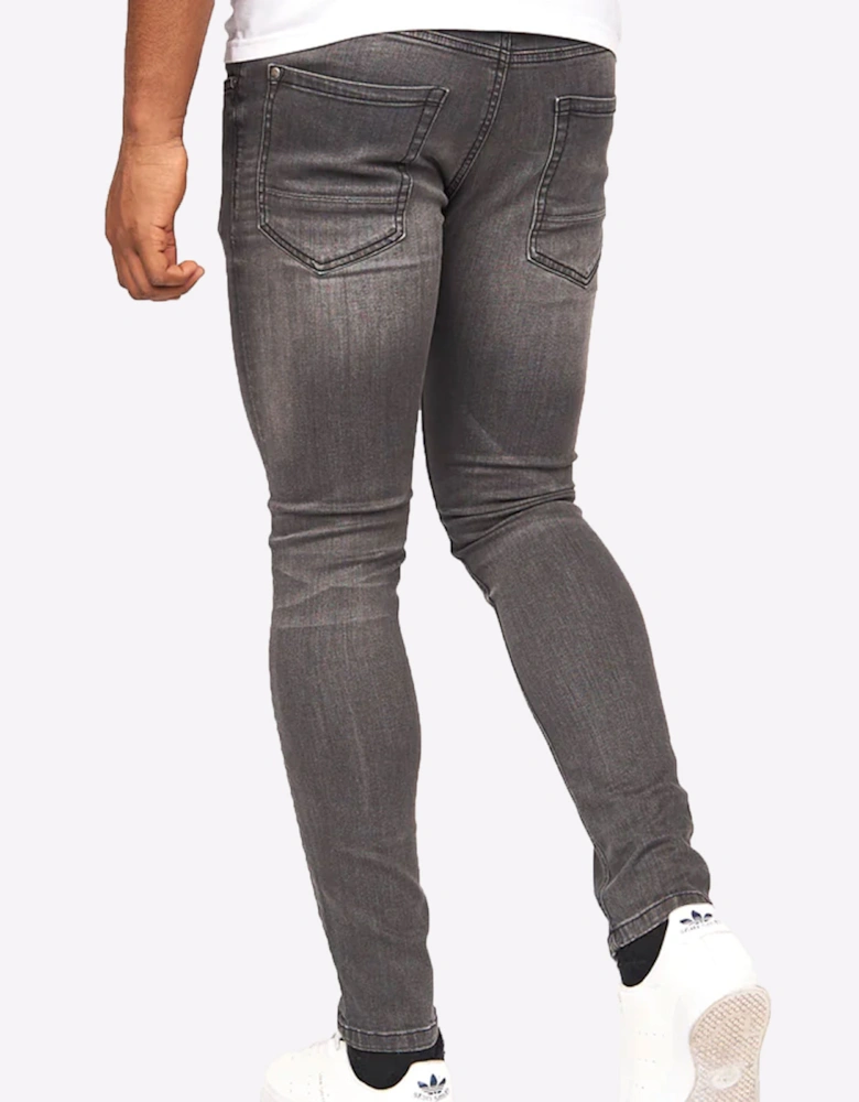 Crosshatch Barbeck Slim Fit Jeans Mens Grey Wash