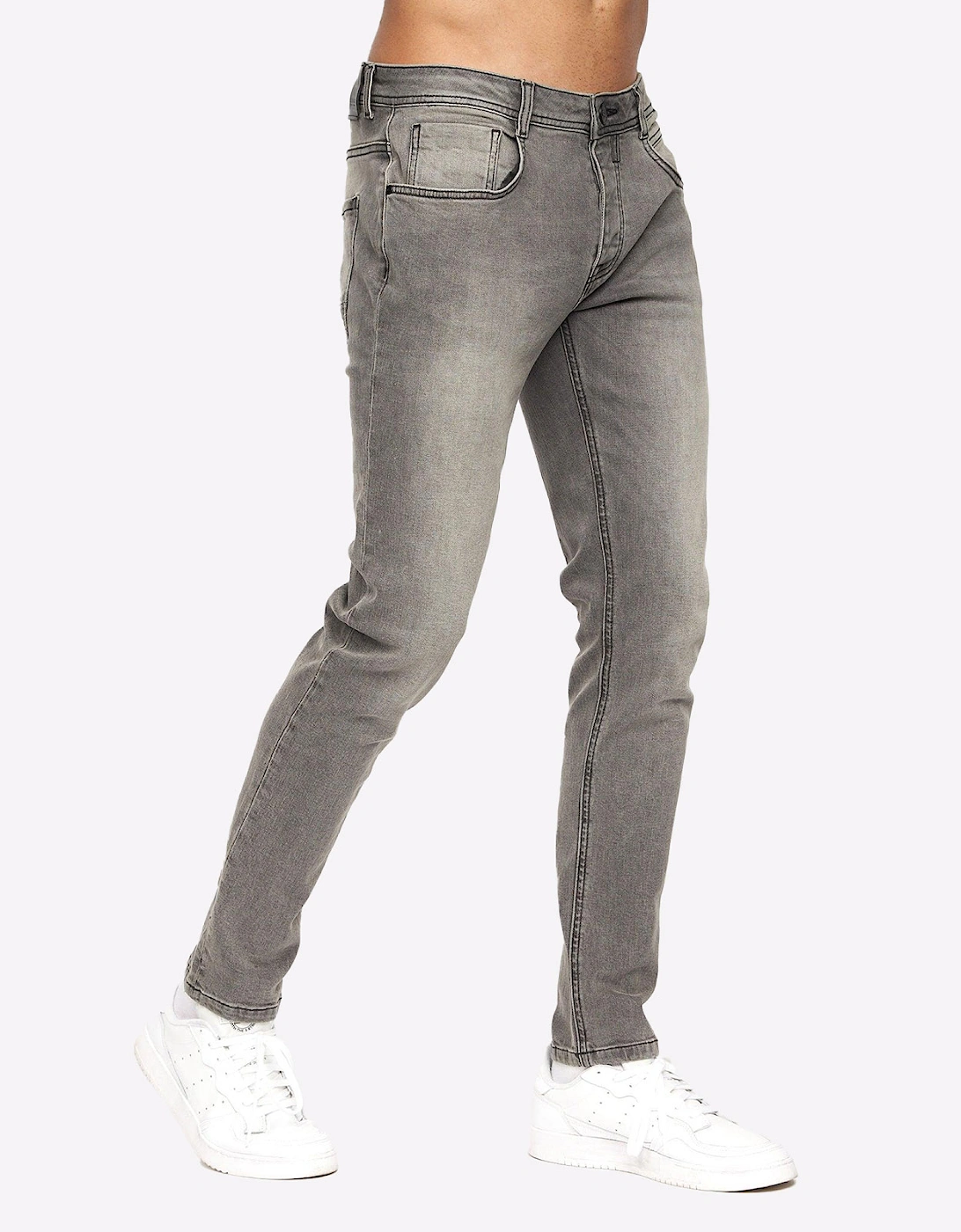 Crosshatch Malcolm Jeans Mens (Slim Fit) Light Grey Wash
