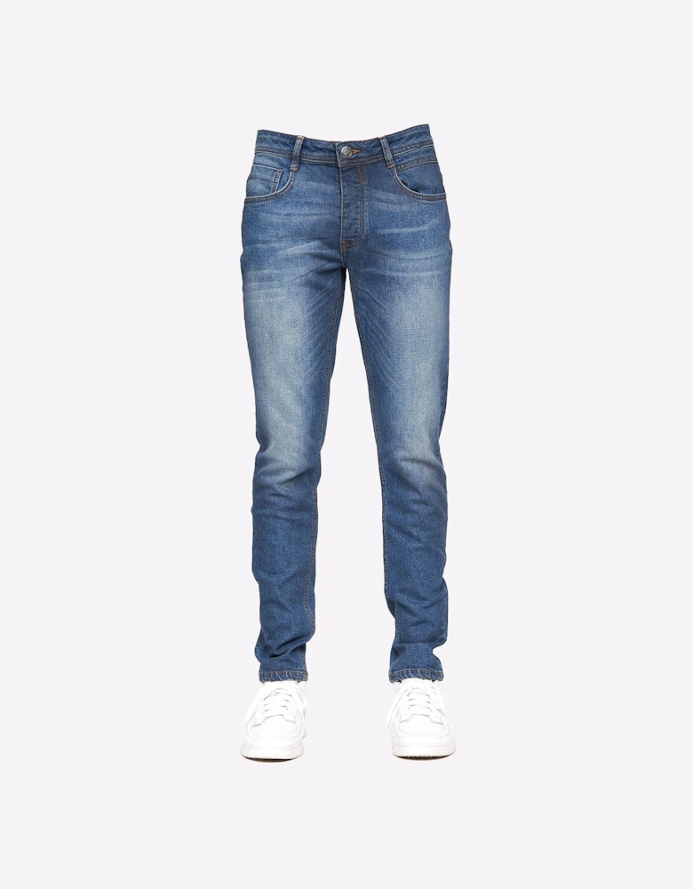 Crosshatch Malcolm Jeans Mens (Slim Fit) Stone Wash