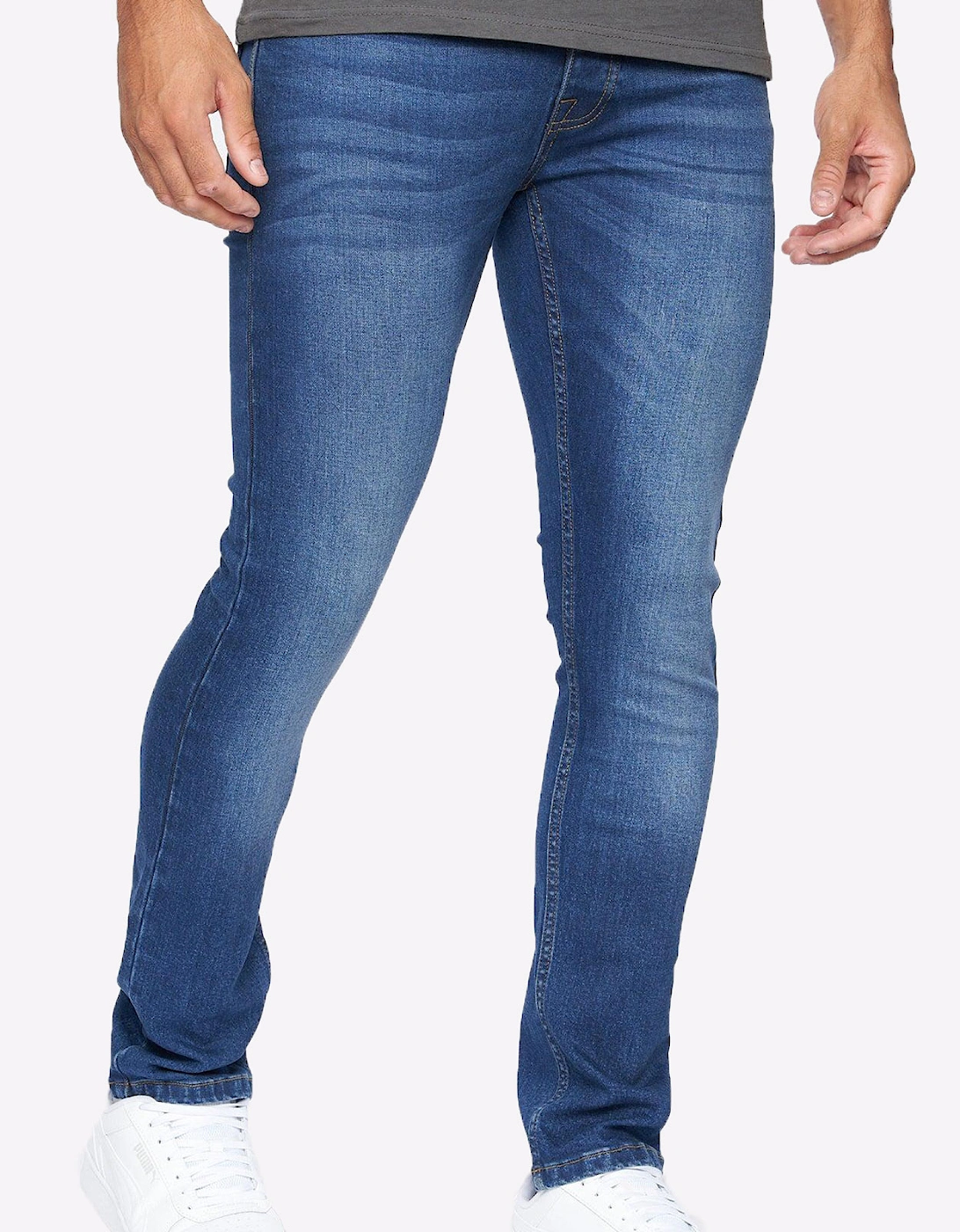 Crosshatch Buraca Slim Fit Jeans Mens Stone Wash