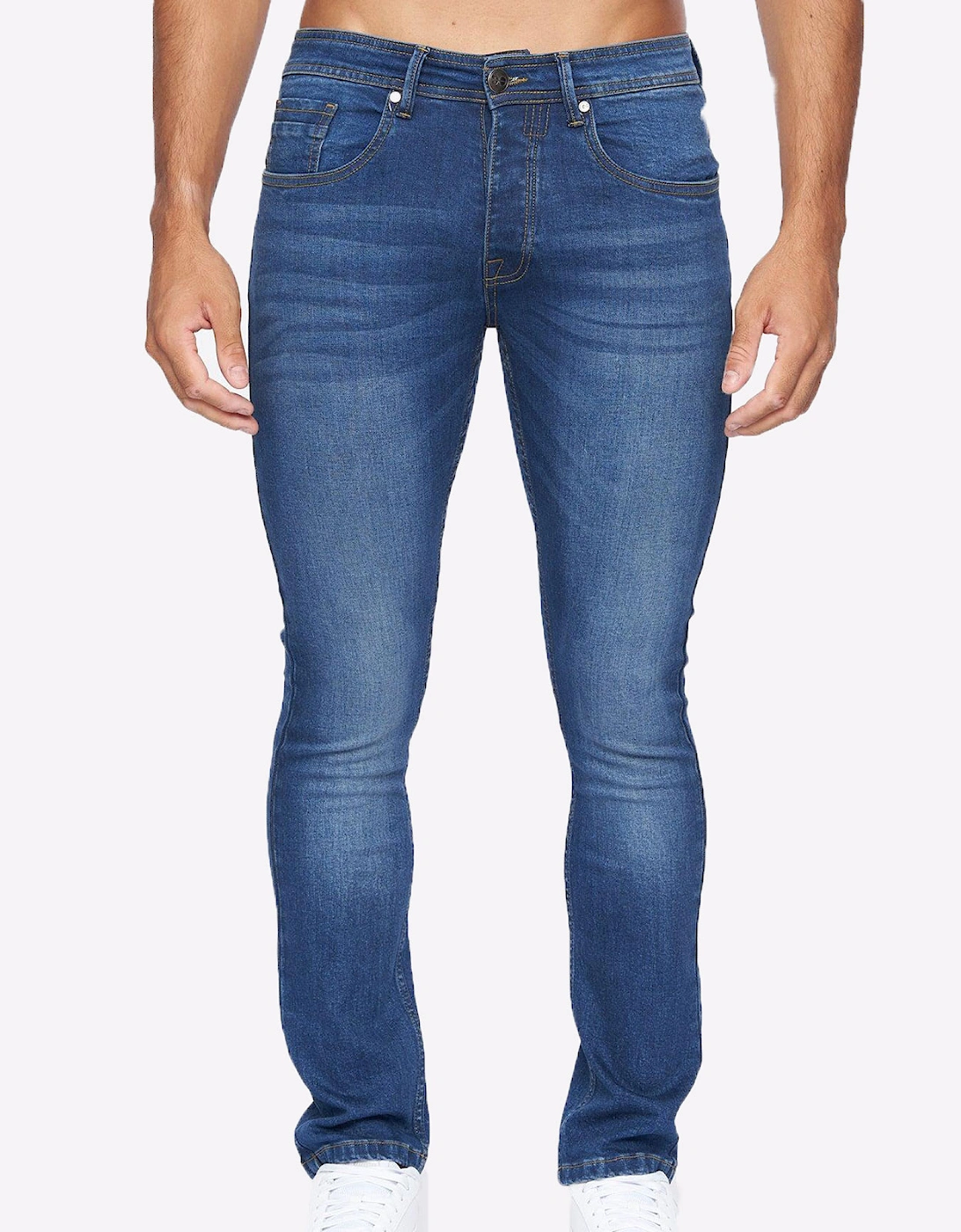 Crosshatch Buraca Slim Fit Jeans Mens Stone Wash