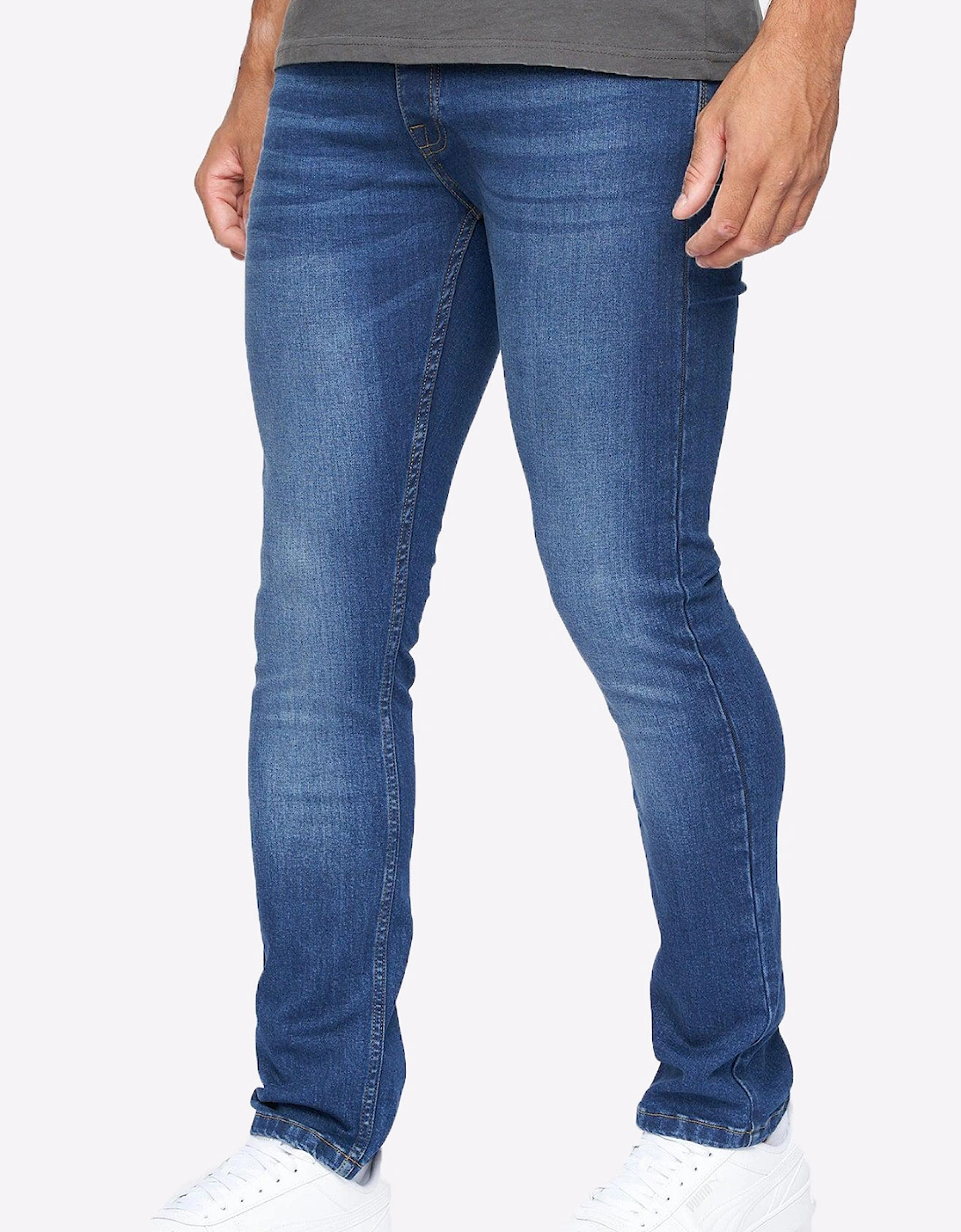 Crosshatch Buraca Slim Fit Jeans Mens Stone Wash