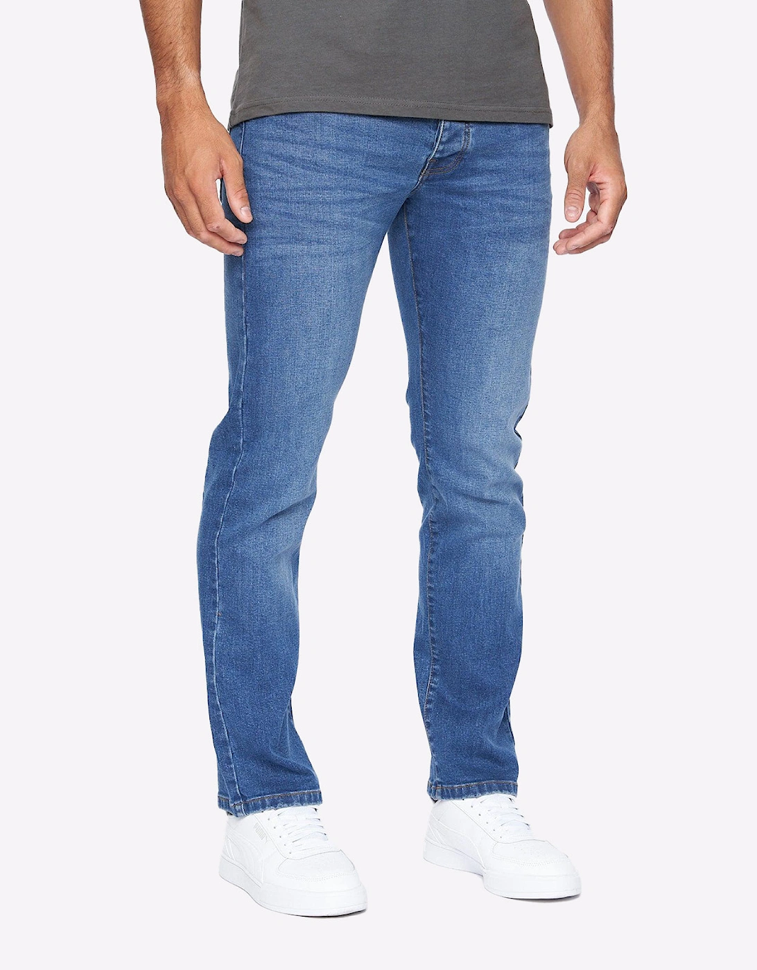 Crosshatch Princed Jeans Mens Stone Wash
