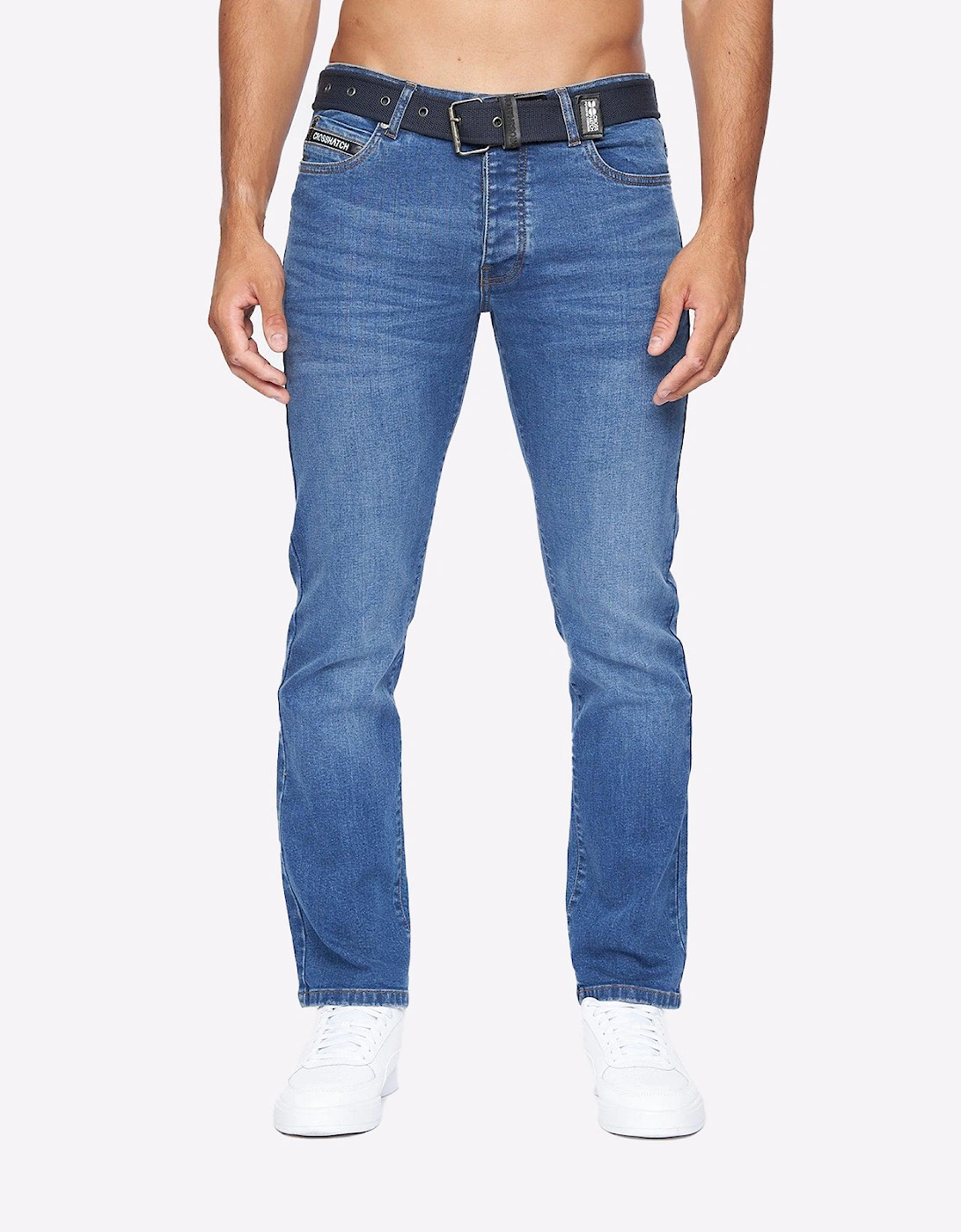Crosshatch Princed Jeans Mens Stone Wash