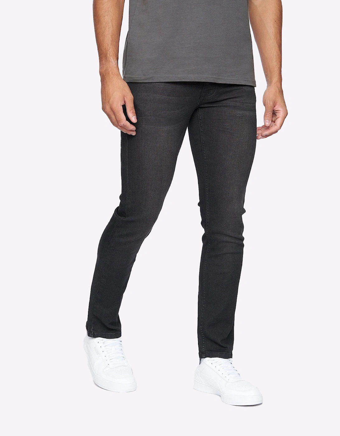 Crosshatch Malcolm Jeans Mens (Slim Fit) Dark Charcoal