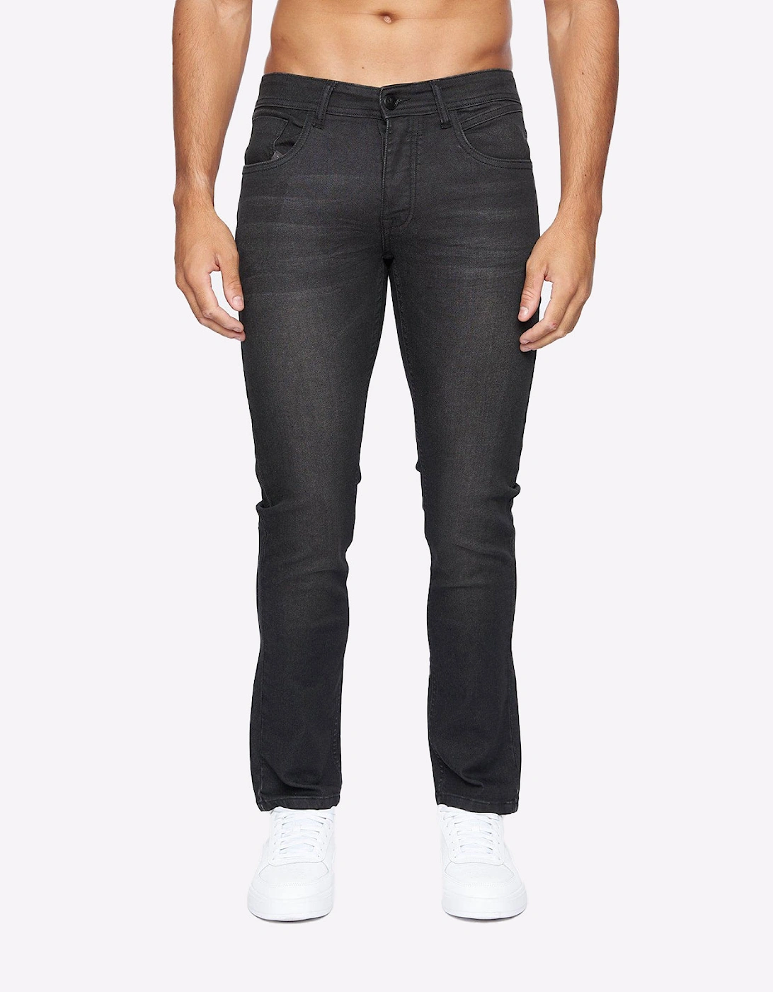 Crosshatch Malcolm Jeans Mens (Slim Fit) Dark Charcoal