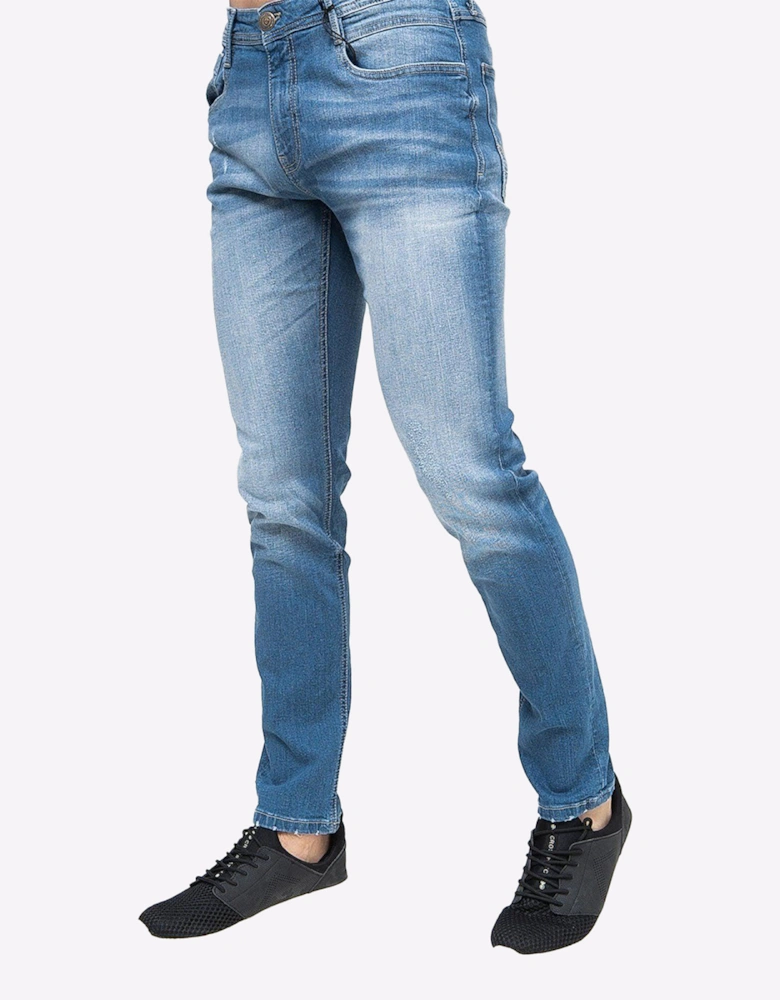 Duck And Cover Tranfold Slim Fit Jeans Mens Light Blue