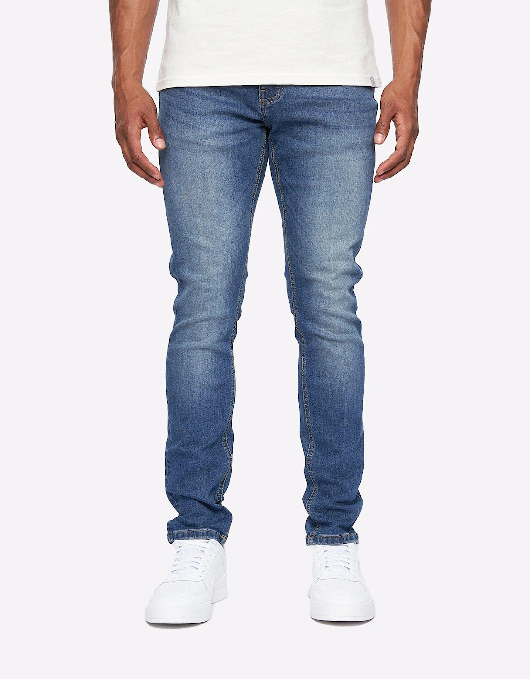 Duck And Cover Duck and Cover Overburg Jeans Mens Mid Wash / Navy