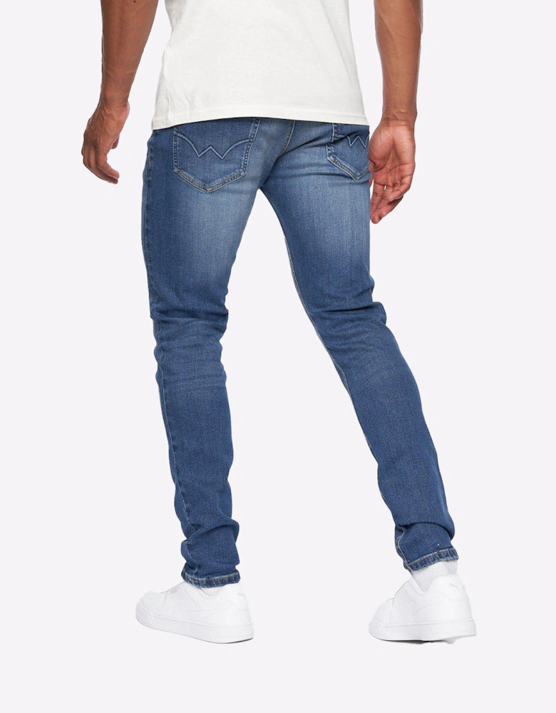 Duck And Cover Duck and Cover Overburg Jeans Mens Mid Wash / Navy