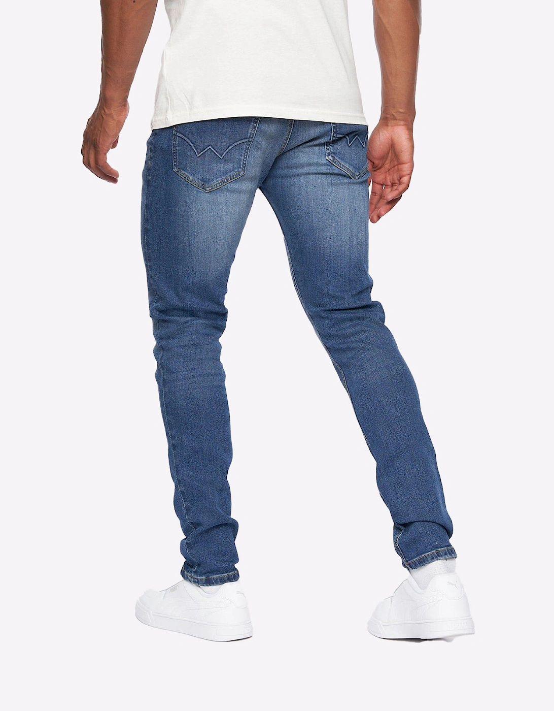 Duck And Cover Duck and Cover Overburg Jeans Mens Mid Wash / Navy