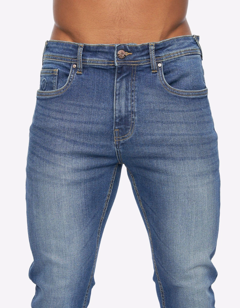 Duck And Cover Duck and Cover Overburg Jeans Mens Mid Wash / Navy