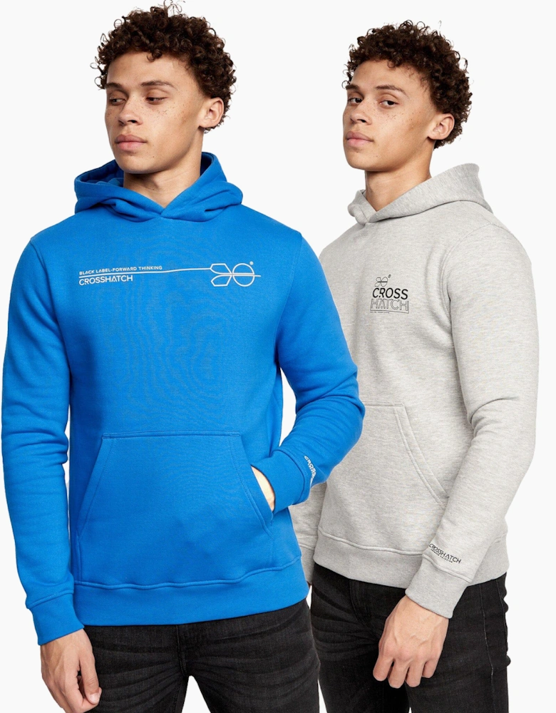 Crosshatch Burmax 2pk Hoodies Mens Blue/Grey