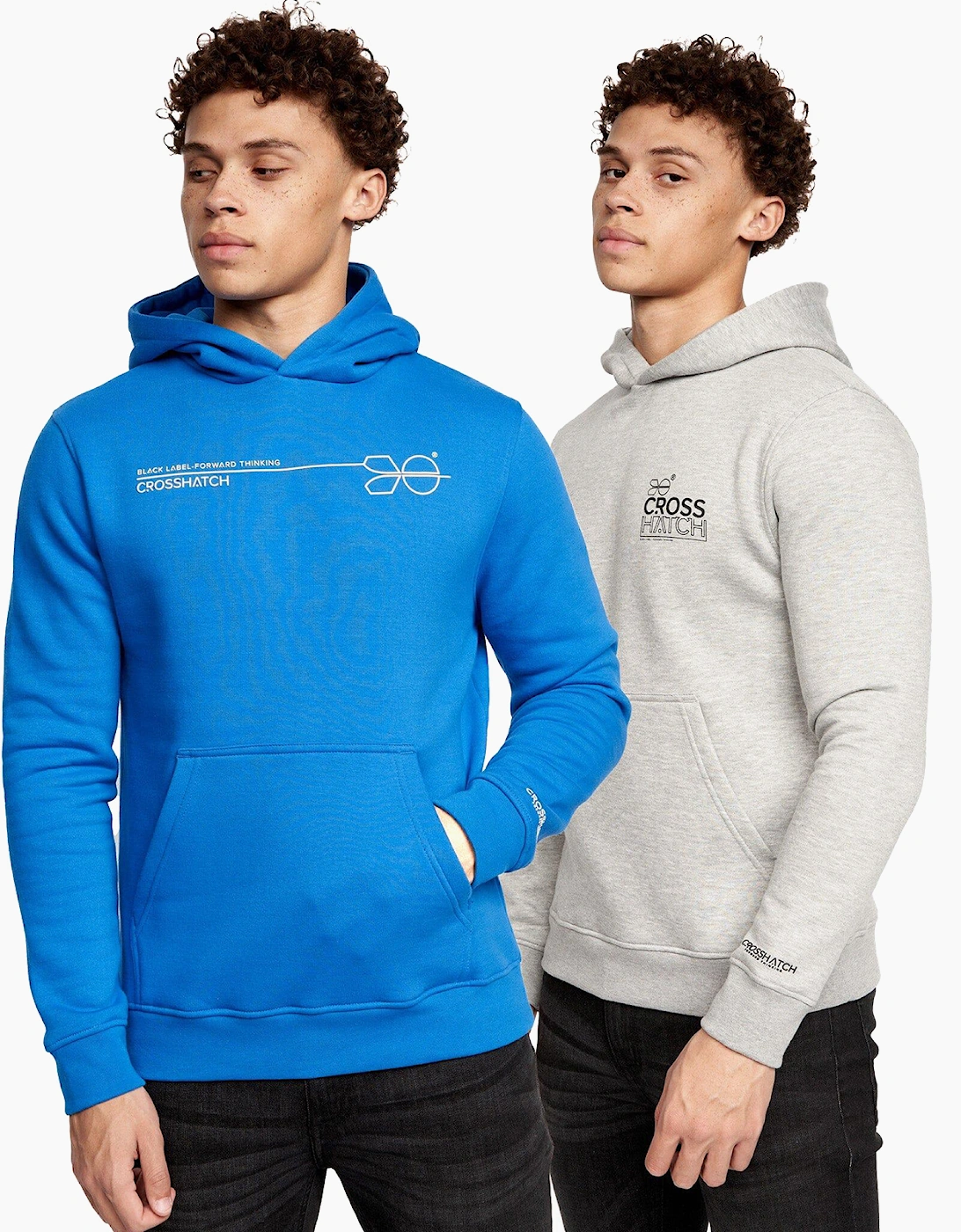 Crosshatch Burmax 2pk Hoodies Mens Blue/Grey