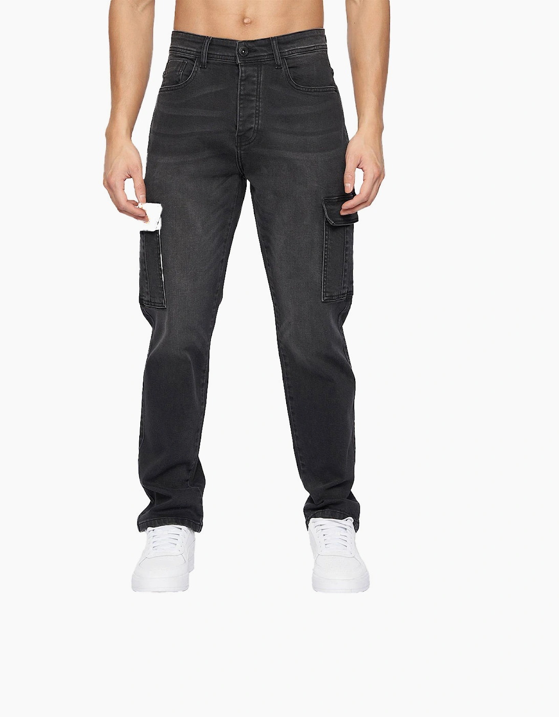 Crosshatch Kremtap Cargo Jeans Mens Black