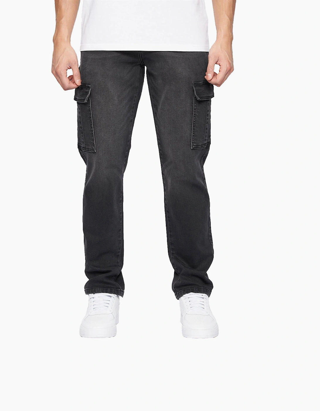 Crosshatch Kremtap Cargo Jeans Mens Black