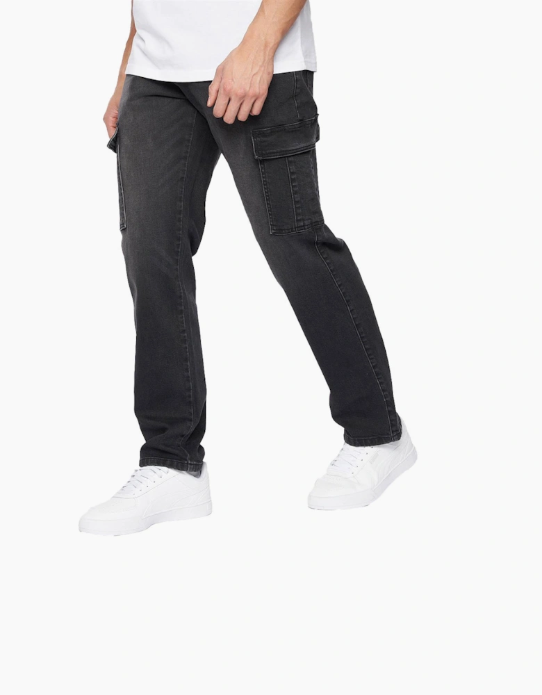 Crosshatch Kremtap Cargo Jeans Mens Black