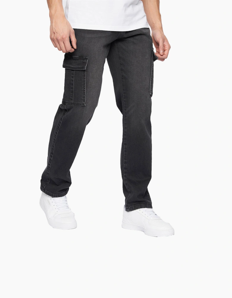 Crosshatch Kremtap Cargo Jeans Mens Black